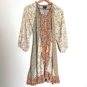 Gi Gio Mixed Floral Print Mini Prairie Dress with Pockets size Small